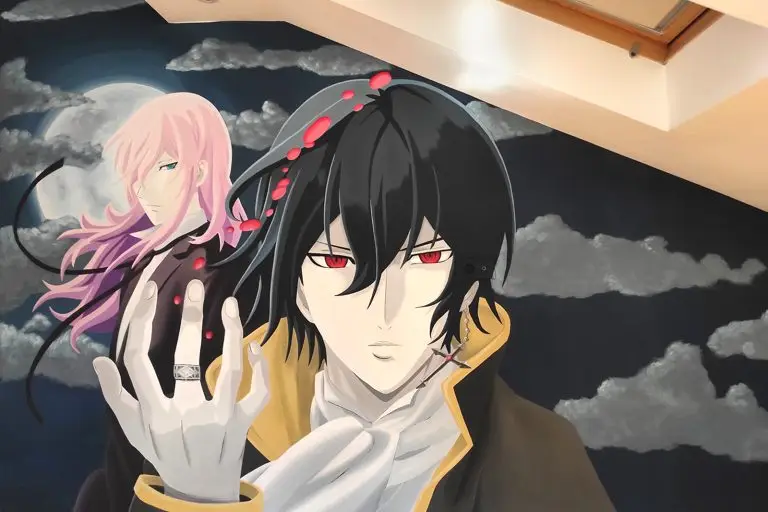 Anime mural, u stilu japanske animacije, oslikan na unutrašnjem zidu.